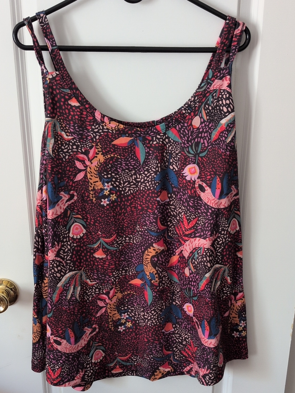 BloomChic Purple Multicolor Floral Scoop Neck Tank